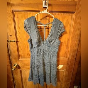 Charlotte Russe Backless Lace Dress in Gray